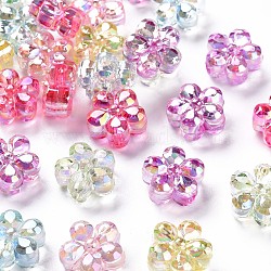 Transparent Acrylic Beads, AB Color, Faceted, Flower, Mixed Color, 14.5x15x8.5mm, Hole: 2.5mm, about 450pcs/500g(TACR-S154-34C)