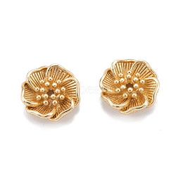 Brass Beads, Long-Lasting Plated, Flower, Real 18K Gold Plated, 10.5x3.5mm, Hole: 1mm(KK-K251-16G)