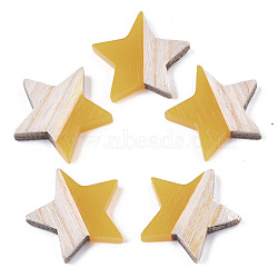 Resin & Wood Cabochons, Star, Gold, 17.5x18x3.5mm(RESI-R425-02B)