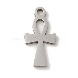 201 Stainless Steel Pendants, Laser Cut, Ankh Cross Charm, Stainless Steel Color, 16x8x1mm, Hole: 1.6mm(STAS-E217-18P)