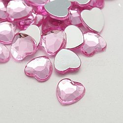 Imitation Taiwan Acrylic Rhinestone Cabochons, Flat Back & Faceted, Heart, Pearl Pink, 12x12x2.5mm, about 500pcs/bag(GACR-A025-12x12mm-03)