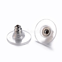 Brass Bullet Clutch Bullet Clutch Earring Backs with Pad, for Stablizing Heavy Post Earrings, with Plastic Pads, Ear Nuts, Platinum, 11x6mm, Hole: 1mm(X-KK-C3213-P)