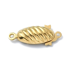 Ion Plating(IP) 304 Stainless Steel Box Clasp, Real 18K Gold Plated, 21x9mm, Hole: 1.2mm(STAS-Q318-02G)