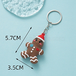 PVC Plastic Keychain, Christmas Theme, Gingerbread Man, Pendant: 5.7x3.5cm(PW-WG3A7B9-17)