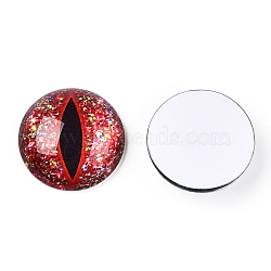 Glass Cabochons, Half Round with Evil Eye, Vertical Pupil, FireBrick, 20x6.5mm(GGLA-T004-02I)