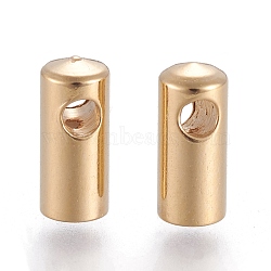 201 Stainless Steel Cord Ends, Golden, 7.3x3.1mm, Hole: 1.5mm, Inner Diameter: 2.5mm(STAS-H436-14G)