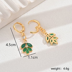 The 18K gold plating Elegant Copper Leaf Earrings with Zircon for Women, Daily Party Wear, Hoop Earrings(MM8873-1)