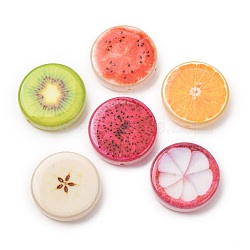 Printed Opaque Acrylic Beads, Flat Round with Fruit Slice Shape, Mixed Color, 18x4.5mm, Hole: 1.2mm(AC-CBABC78-12)