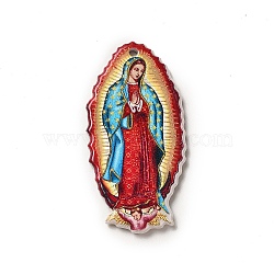 Double-sided Printed Acrylic Pendants, Virgin Mary Charm, Colorful, 40.5x20x2.5mm, Hole: 1.8mm(X-MACR-K330-18)