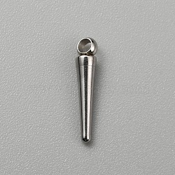 Stainless Steel Charms, Spike/Cone Charms, Stainless Steel Color, 10x2mm, Hole: 1mm(STAS-WH0029-84B-P)