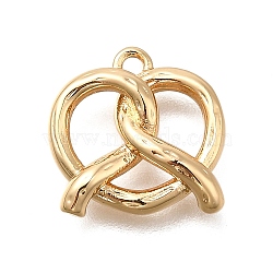 Brass Pendants, Pretzel Charms, Real 14K Gold Plated, 12x12.5x3mm, Hole: 1.2mm(KK-U061-18G)