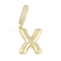 Brass Micro Pave Clear Cubic Zirconia Pendants, Long-Lasting Plated, letters, Letter X, 19x14.5x4.5mm, Hole: 8.5x5.5mm(KK-M289-01X-G)