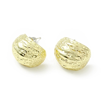 Alloy Textured Half Round Stud Earrings with 925 Sterling Silver Pins for Women, Golden, 21x16.5x19mm, Pin: 0.7mm