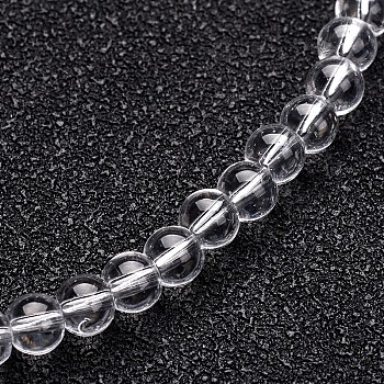 Glass Round Bead Strands, Clear, 4mm, Hole: 1mm, about 75~80pcs/strand, 11 inch