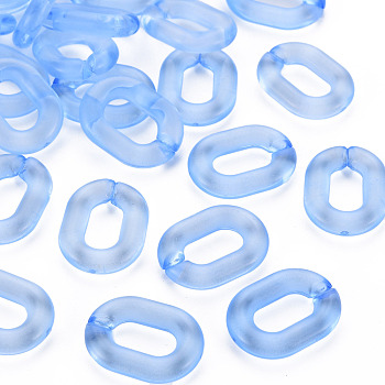 Transparent Acrylic Linking Rings, Quick Link Connectors, for Cable Chains Making, Oval, Cornflower Blue, 24x18x5mm, Inner Diameter: 13x7mm, about 403pcs/500g
