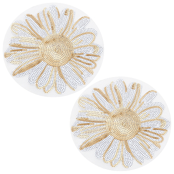 Sequin Sew on Patches, Glittered Appliques, for Garment Decoration, Sunflower, Gold, 237x1mm