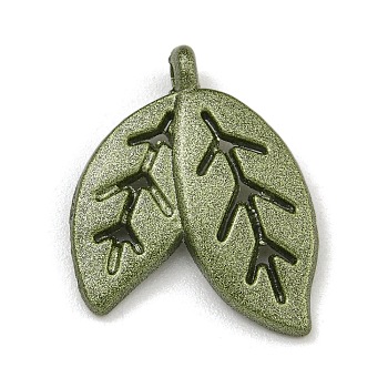 Alloy Pendants, Spray Painted, Christmas Scheme Charms, Leaf, 16.5x14x3.5mm, Hole: 1.4mm