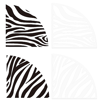 Custom Acrylic Tie-Dye Template, Painting Supplies, Fanshaped, Zebra Pattern, 20x20x0.25cm, 2pcs/set