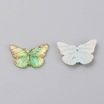 Resin Butterfly Pendant, DIY for Earrings, Pale Green, 15x23x3mm, Hole: 1mm