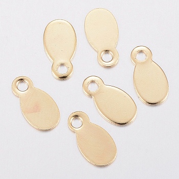 201 Stainless Steel Charms, Stamping Blank Tag, Oval, Golden, 10.5x5.5x0.5mm, Hole: 1.5mm
