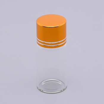 Glass Bead Containers, with Aluminum Lid, Column, Gold, 2.15x5.2cm