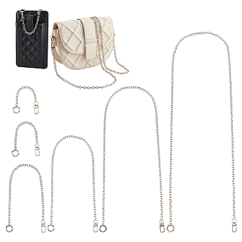 Iron Cable Chain Purse Chains, with Alloy Swivel Clasps & Spring Ring Clasps, Platinum, 17.5~123.5cm, 6 style, 1pc/style, 6pcs/box