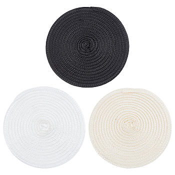 CHGCRAFT 3Pcs 3 Colors Polyester Imitation Straw Round Hat Base for Millinery, Mixed Color, 148~152x8mm, 1pc/color