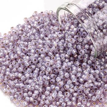 TOHO Round Seed Beads, Japanese Seed Beads, (2121) Silver Lined Light Lavender Opal, 11/0, 2.2mm, Hole: 0.8mm, about 1103pcs/10g