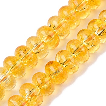 Baking Paint Transparent Glass Beads Strands, Imitation Quartz Crystal, Rondelle, Gold, 10x6mm, Hole: 1.2mm, about 65pcs/strand, 14.96 inch(38cm)