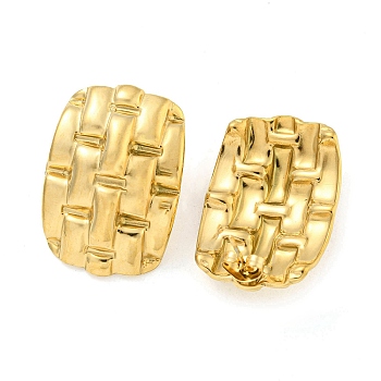 Ion Plating(IP) 304 Stainless Steel Ear Studs, Real 18K Gold Plated, 28.5x20mm