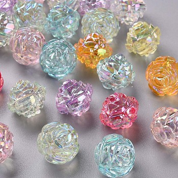 Transparent Acrylic Beads, AB Color, Flower, Mixed Color, 18x16.5mm, Hole: 2.5mm, about 228pcs/500g