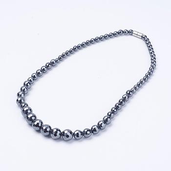 Non-Magnetic Synthetic Hematite Necklaces, Beaded Necklaces, with Magnetic Clasps, Faceted, 18.5 inch(47cm)