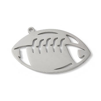 304 Stainless Steel Pendants,  Rugby Charms, Stainless Steel Color, 20.5x33x1mm, Hole: 1.5mm