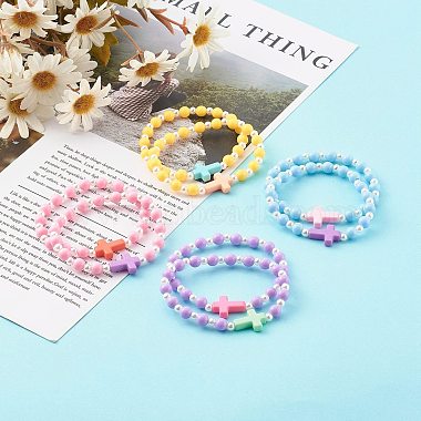 bracelets de perles extensibles acryliques opaques pour enfants(X-BJEW-JB06230)-2