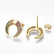 Brass Cubic Zirconia Stud Earrings(EJEW-S201-115)-2
