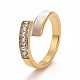 Clear Cubic Zirconia Open Cuff Ring with Rectangle Shell(RJEW-F122-02)-2