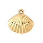 Ocean Theme 304 Stainless Steel Pendants, Real 18K Gold Plated, Ion Plating(IP), Long-Lasting Plated, Shell Shape Charm, 10.5x10.5x2mm, Hole: 1mm(STAS-G389-03G-02)