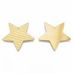 Ion Plating(IP) 304 Stainless Steel Pendants, Star, Real 18K Gold Plated, 36x38x1mm, Hole: 1.8mm(STAS-N098-194LG)