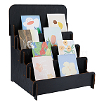 4-Tier Wood Display Risers, for Postcard Display, Black, 30x26.5x35.3cm(ODIS-WH0038-173)