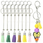 12Pcs 6 Colors Faux Suede Tassel Pendant Decorations, with CCB Plastic Cord Ends, Platinum, with 12Pcs Iron Split Key Rings, 12Pcs Iron Bar Beadable Keychains, Platinum, Mixed Color, 35~37x10mm, Hole: 1.8mm, 2pcs/colors(KEYC-YW0001-26)