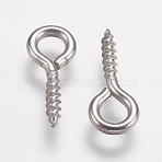 Tarnish Resistant 304 Stainless Steel Screw Eye Pin Peg Bails, For Half Drilled Beads, Stainless Steel Color, 12x5x1mm, Hole: 2.5mm(X-STAS-K171-52P-12x5mm)