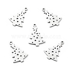 Non-Tarnish 201 Stainless Steel Pendant, Christmas Theme, Tree, Stainless Steel Color, 20x14x1mm, Hole: 1.5mm(STAS-E157-05P)