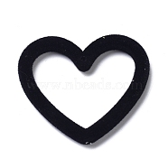 Flocky Resin Pendants, Heart, Black, 36x41x4mm, Hole: 1.5mm(RESI-G024-01B)