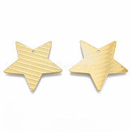 Ion Plating(IP) 304 Stainless Steel Pendants, Star, Real 18K Gold Plated, 36x38x1mm, Hole: 1.8mm(STAS-N098-194LG)