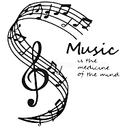 PVC Wall Decoration, Decorative Wall Stickers, Word Music is The Medicine of The Mind, Musical Note Pattern, 325x290x0.1mm(AJEW-WH0324-27)