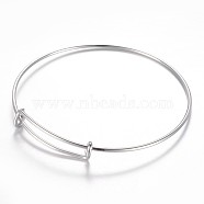 Adjustable 304 Stainless Steel Expandable Bangle Making, Stainless Steel Color, 2-1/2 inch(63~65mm)(BJEW-G515-02P)