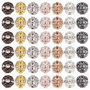 CREATCABIN 140Pcs 7 Colors Alloy Rhinestone Beads, Hollow, Crystal, Round, Mixed Color, 8x7.5mm, Hole: 1mm, 20pcs/color(RB-CN0001-01)