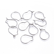 304 Stainless Steel Earring Findings, Kidney Ear Wire, Stainless Steel Color, 21 Gauge, 19x13x0.7mm, Pin: 0.7mm(STAS-E484-65P)