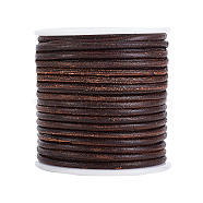 Cowhide Leather Cord, Jewelry Cord, Jewelry Making Material, Saddle Brown, 3mm, about 21.87 Yards(20m)/Roll(WL-WH0010-01B)