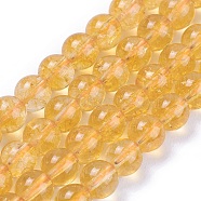 Natural Citrine Beads Strands, Round, Dyed & Heated, 6mm, Hole: 1mm, about 60~63pcs/strand, 15.5~15.7 inch(38~40cm)(X-G-E326-6mm-01)